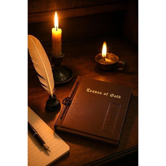 Leaves of Gold Inspirational Quotes & Proverbs 1952 Vintage Brown Leather Book - Picture 1 of 7